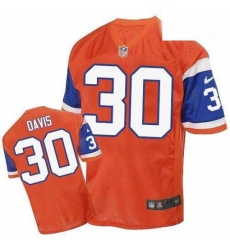 Men Nike Denver Broncos 30 Terrell Davis Elite Orange Throwback NFL Jersey