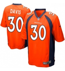 Men Nike Denver Broncos 30 Terrell Davis Game Orange Team Color NFL Jersey