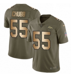 Men Nike Denver Broncos 55 Bradley Chubb Limited OliveGold 2017 Salute to Service NFL Jersey