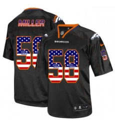 Men Nike Denver Broncos 58 Von Miller Elite Black USA Flag Fashion NFL Jersey