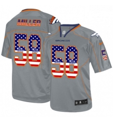 Men Nike Denver Broncos 58 Von Miller Elite Grey USA Flag Fashion NFL Jersey