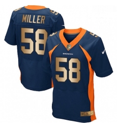 Men Nike Denver Broncos 58 Von Miller Elite NavyGold Alternate NFL Jersey