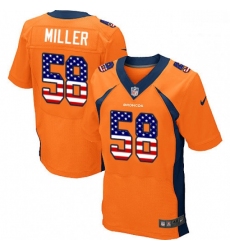 Men Nike Denver Broncos 58 Von Miller Elite Orange Home USA Flag Fashion NFL Jersey