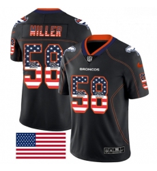 Men Nike Denver Broncos 58 Von Miller Limited Black Rush USA Flag NFL Jersey