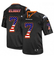 Men Nike Denver Broncos 7 John Elway Elite Black USA Flag Fashion NFL Jersey