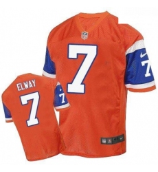 Men Nike Denver Broncos 7 John Elway Elite Orange Throwback NFL Jersey