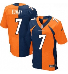Men Nike Denver Broncos 7 John Elway Elite OrangeNavy Split Fashion NFL Jersey