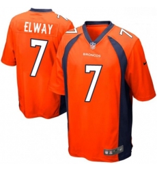 Men Nike Denver Broncos 7 John Elway Game Orange Team Color NFL Jersey