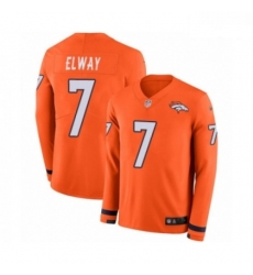 Men Nike Denver Broncos 7 John Elway Limited Orange Therma Long Sleeve NFL Jersey