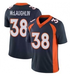 Men Nike Denver Broncos Jaleel McLaughlin #38 Blue Vapor Limited Stitched Jersey