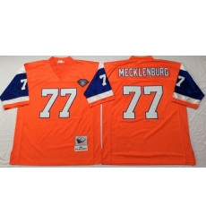 Mitchell And Ness Broncos #77 Karl Mecklenburg Orange Mens Throwback Stitched NFL Jersey