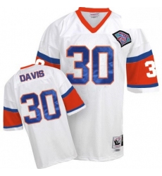 Mitchell And Ness Denver Broncos 30 Terrell Davis White Authentic Throwback NFL Jersey