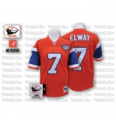 Mitchell And Ness Denver Broncos 7 John Elway Orange With 75TH Patch Authentic Throwback NFL Jersey