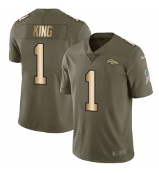 Nike Broncos 1 Marquette King Olive Gold Salute To Service Limited Jersey
