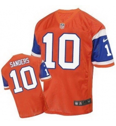 Nike Broncos #10 Emmanuel Sanders Orange Throwback Mens Stitched NFL Elite Jersey