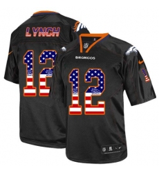 Nike Broncos #12 Paxton Lynch Black Mens Stitched NFL Elite USA Flag Fashion Jersey