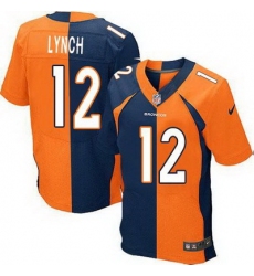 Nike Broncos #12 Paxton Lynch Orange Navy Blue Mens Stitched NFL Elite Split Jersey