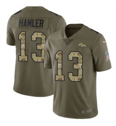 Nike Broncos 13 KJ Hamler Olive Camo Men Stitched NFL Limited 2017 Salute To Service Jersey