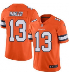 Nike Broncos 13 KJ Hamler Orange Men Stitched NFL Limited Rush Jersey