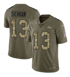 Nike Broncos #13 Trevor Siemian Olive Camo Mens Stitched NFL Limited 2017 Salute To Service Jersey