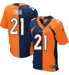 Nike Broncos #21 Aqib Talib Orange Navy Blue Mens Stitched NFL Elite Split Jersey