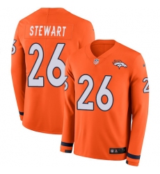 Nike Broncos #26 Darian Stewart Orange Team Color Men Stitched NFL Limited Therma Long Sleeve Jersey
