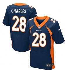 Nike Broncos #28 Jamaal Charles Navy Blue Alternate Men's Stitched NFL New Elite Jersey