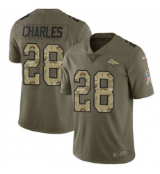 Nike Broncos #28 Jamaal Charles Olive Camo Mens Stitched NFL Limited 2017 Salute To Service Jersey