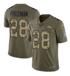 Nike Broncos #28 Royce Freeman Olive Camo Mens Stitched NFL Limited 2017 Salute To Service Jersey