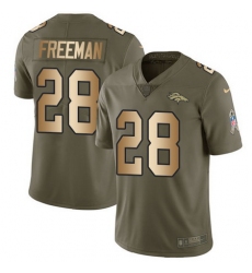 Nike Broncos #28 Royce Freeman Olive Gold Mens Stitched NFL Limited 2017 Salute To Service Jersey
