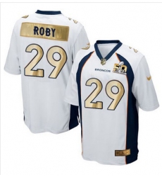 Nike Broncos #29 Bradley Roby White Mens Stitched NFL Game Super Bowl 50 Collection Jersey