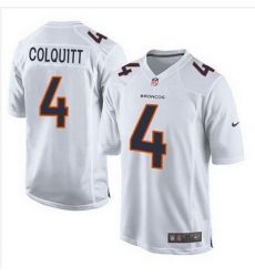 Nike Broncos #4 Britton Colquitt White Mens Stitched NFL Game Event Jersey