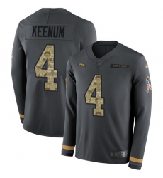 Nike Broncos 4 Case Keenum Anthracite Salute to Service Men s Stitched NFL Limited Therma Long Sleeve Jersey