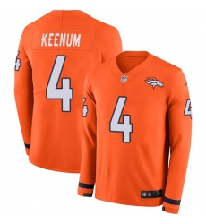 Nike Broncos #4 Case Keenum Orange Team Color Men Stitched NFL Limited Therma Long Sleeve Jersey
