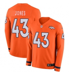 Nike Broncos 43 Joe Jones Orange Team Color Men Stitched NFL Limited Therma Long Sleeve Jersey