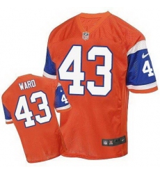 Nike Broncos #43 T J Ward Orange Throwback Mens Stitched NFL Elite Jersey