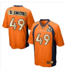 Nike Broncos #49 Dennis Smith Orange Team Color Mens Stitched NFL Game Super Bowl 50 Collection Jersey
