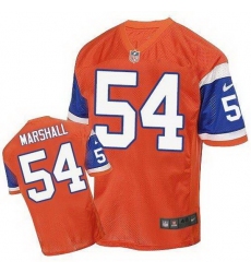Nike Broncos #54 Brandon Marshall Orange Throwback Mens Stitched NFL Elite Jersey