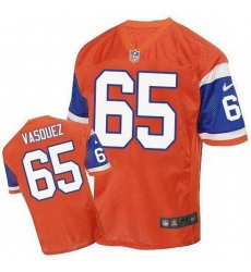 Nike Broncos #65 Louis Vasquez Orange Throwback Mens Stitched NFL Elite Jersey