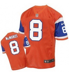 Nike Broncos #8 Brandon McManus Orange Throwback Mens Stitched NFL Elite Jersey