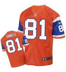 Nike Broncos #81 Owen Daniels Orange Throwback Mens Stitched NFL Elite Jersey