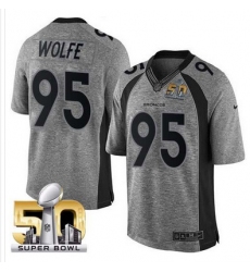 Nike Broncos #95 Derek Wolfe Gray Super Bowl 50 Mens Stitched NFL Limited Gridiron Gray Jersey