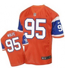 Nike Broncos #95 Derek Wolfe Orange Throwback Mens Stitched NFL Elite Jersey