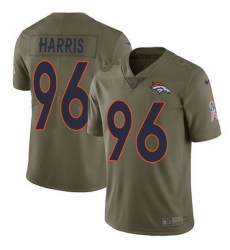Nike Broncos 96 Shelby Harris Olive Men Stitched NFL Limited 2017 Salute To Service Jersey
