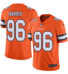 Nike Broncos 96 Shelby Harris Orange Men Stitched NFL Limited Rush Jersey