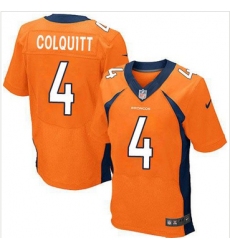 Nike Denver Broncos #4 Britton Colquitt Orange Team Color Mens Stitched NFL New Elite Jersey