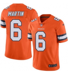 Nike Denver Broncos 6 Sam Martin Orange Men Stitched NFL Limited Rush Jersey