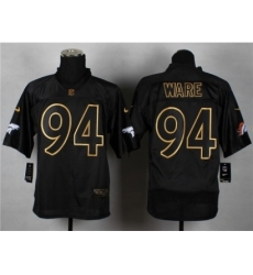 Nike Denver Broncos 94 DeMarcus Ware black Elite gold lettering fashion NFL Jersey