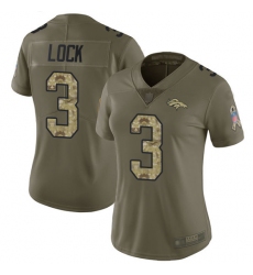 Broncos 3 Drew Lock Olive Camo Women Stitched Football Limited 2017 Salute to Service Jersey