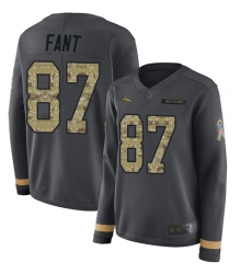 Broncos 87 Noah Fant Anthracite Salute to Service Women Stitched Football Limited Therma Long Sleeve Jersey